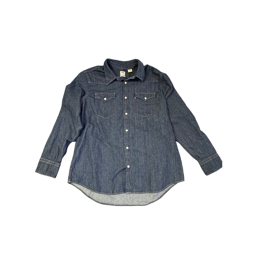 Levis Mens XLARGE long sleeve Denim cowboy Pearl snap button up premium cotton